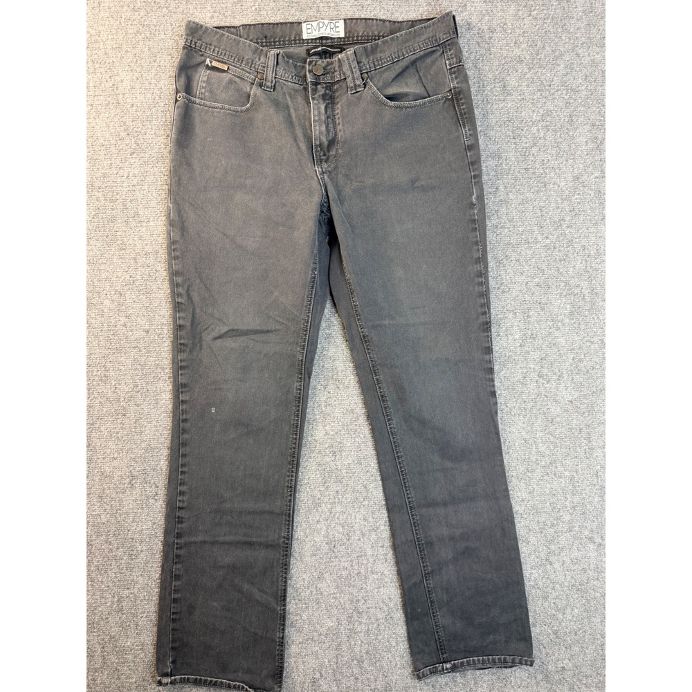 Empyre Mens 32x30 Slim Fit Jeans Faded Black Denim Skate Streetwear Pants Y2K